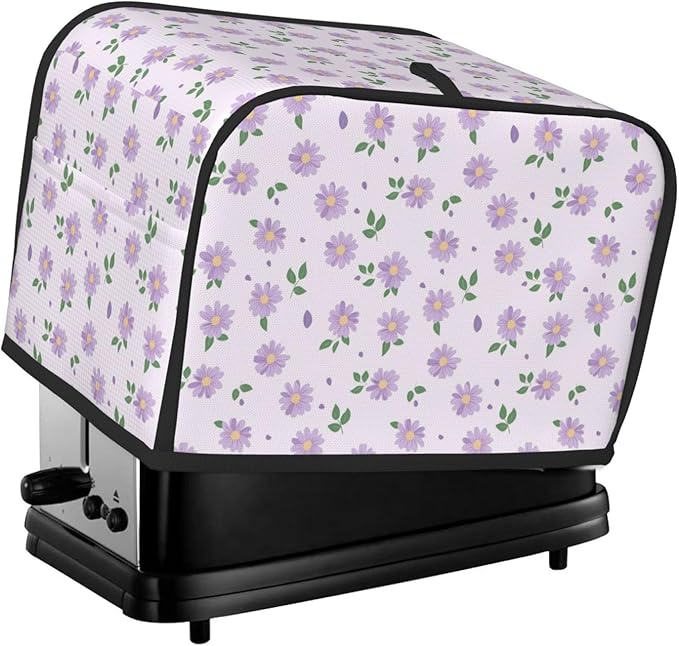 Toaster Cover 2 Slice Pastel Purple Daisy Flower pattern Kitchen Small Appliance Covers with Pockets Dust and Fingerprint Protection