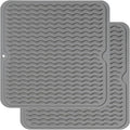 ZLR 2 Pcs Silicone Dish Drying Mat 12" x 12" Square - Small Heat Resistant Trivet & Countertop Protector for Air Fryer, Coffee Maker - Waterproof Kitchen Drain Pad for Cups, Fruit (Dark Gray)