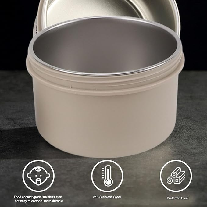 ZJchao Insulated Lunch Box, Thermal Food Container, 316 Stainless Steel Round Sealed Leak Proof, 4 Boxes with Bag
