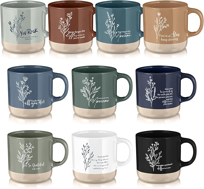 Didaey 10 Pcs Thank You Mugs Bulk Appreciation Gifts for Employee Teachers Cna Week Coworkers Office School Staff Work Team Employee Appreciation Gifts Inspirational Ceramic Thank You Coffee Mugs