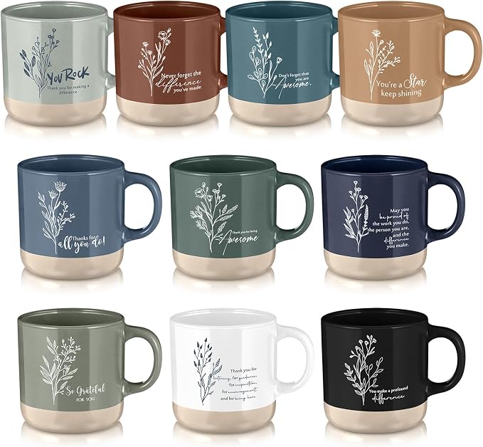 Didaey 30 Pcs Thank You Mugs Bulk Appreciation Gifts for Employee Coworkers Staff Thank You Gifts for Team Group Teacher Volunteer Office Motivational Ceramic Coffee Mugs(Wildflower)