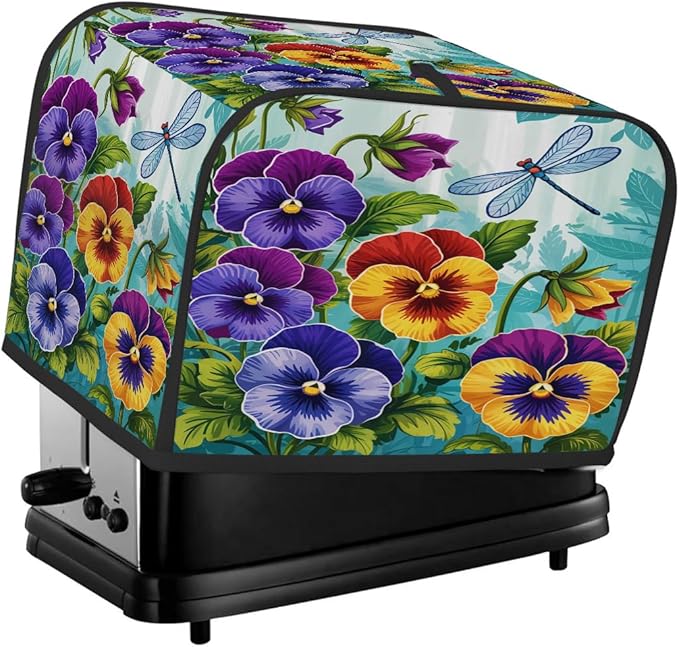 Colorful Flower Spring 2 Slice Toaster Cover Dust And Fingerprint Bread Maker Cover Bakeware Protector Washable Appliance Covers Kitchen Accessories For Home Kitchen Women Gift