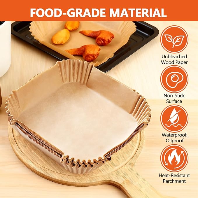 UBeesize Parchment Liners for Ninja Crispi Air Fryer, Disposable 300 (150+150) PCS Ninja Crispi Accessories for Ninja Crispi 4-in-1 Portable Glass, Non-Stick Unbleached Paper Liners