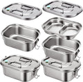 2 Pieces Metal Bento Box for Adults Metal Lunch Box Stainless Steel Bento Containers Leakproof Dual Tiers Lunch Container With Airtight Valve Handle Dishwasher Safe(Small)