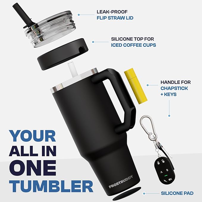 Thicc Buddy - 40 oz Stainless Steel Vacuum Insulated Tumbler with Lid and Straw for Water - Travel Mug Cupholder Friendly - Gifts for Women Men Him Her (Splash)