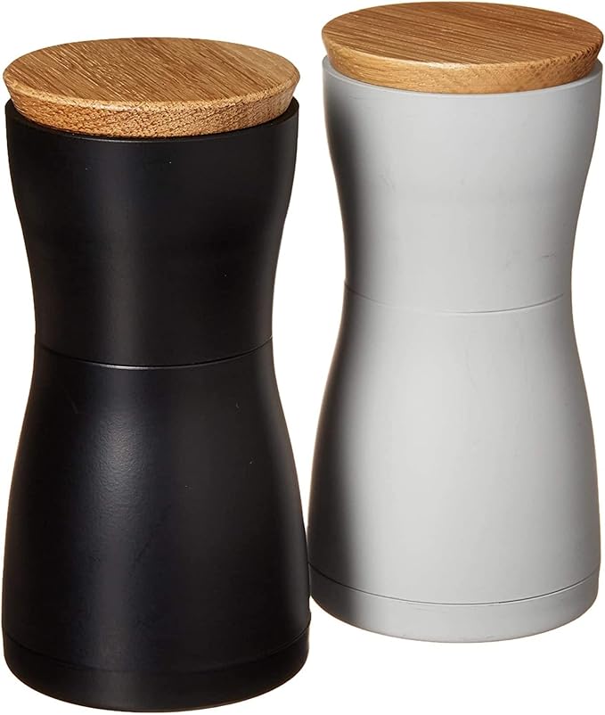 AdHoc Twin Salt and Pepper Mill Gift Set - Salt & Pepper Grinder for Gourmet Seasoning - Adjustable Manual Grinder for Fine to Coarse Spices