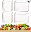 2/4/6/8 Pcs Crystal Clear Freezer Storage Bins, Freezer Organizer Bins, Clear Plastic Bins, Stackable Kitchen Cabinet Organizer with Handles for Frozen Food, Meat & Veggies (4, Transparent, S+L)