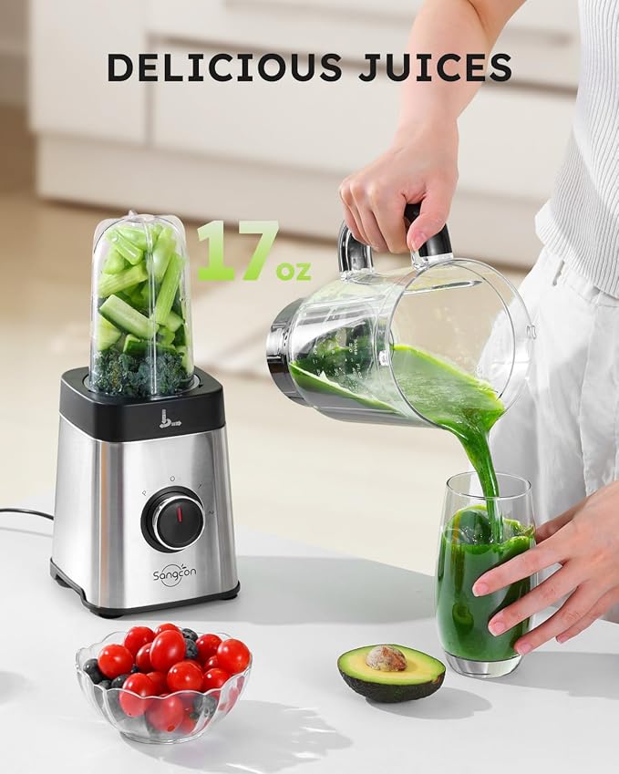 Sangcon Blenders for Kitchen - Smoothie Blender - Personal Blender for Shakes and Smoothies, Grinding & more, 40 oz Jar & 17 oz Cup with To-Go Lid