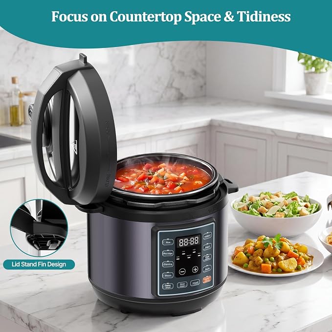 OLIXIS 10-In-1 Electric Pressure Cooker, 3 Quart Multi Cooker for Rice, Stew and Steam, Small Programmable Stainless Steel Pot with Slow Cook Function and Ceramic Inner Pot
