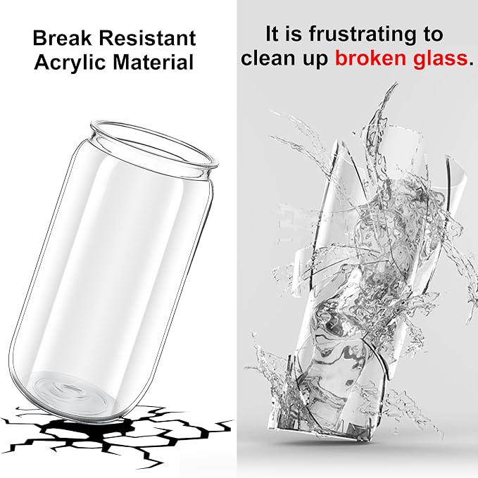 16 oz Clear Plastic Cups Reusable with Bamboo Lids and Straws & DIY Sticker, 12Pack Acrylic Mason Jars Iced Coffee Drinking Glasses Cup for Park Picnic, Poolside, Party Giveaways