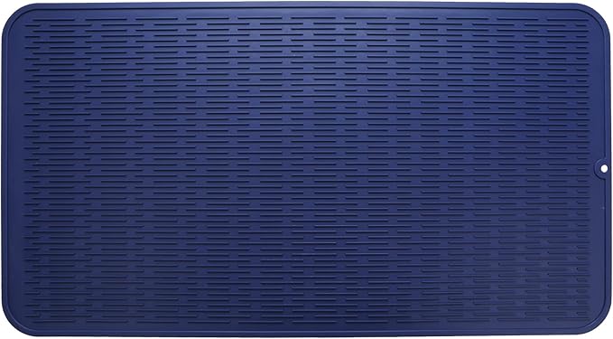 MicoYang Silicone Dish Drying Mat for Multiple Usage,Easy clean,Eco-friendly,Heat-resistant Silicone Mat for Kitchen Counter or Sink,Refrigerator or Drawer Liner Navy Blue 4XL 32 inches x 18 inches