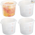 CURTA 6 Quart Translucent Round Food Storage Container with Lid, Pack of 4 – NSF Listed, BPA-Free, Commercial-Grade Polypropylene, Freezer & Dishwasher Safe, Non-Stick, Easy-Read Graduations