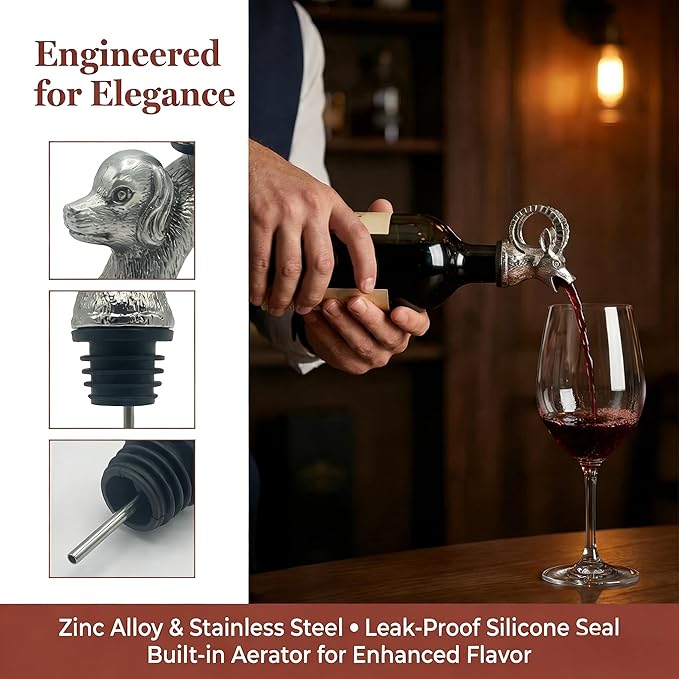 Animal Wine Pourer and Wine Bottle Stopper Holde Display Unique Wine Accessories