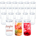 16 Oz Acrylic Can Tumbler, 20 Pack Plastic Clear Cup Beer Can, Plastic Mason Jar with Clear Lid