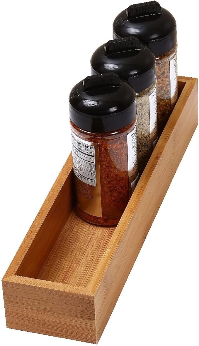 YBM Home Bamboo Drawer Organizer Storage Box for Kitchen Drawer, Junk Drawer, Office, Bedroom, Children Room, Craft, Sewing, and Bathroom, 3x12x2 inch