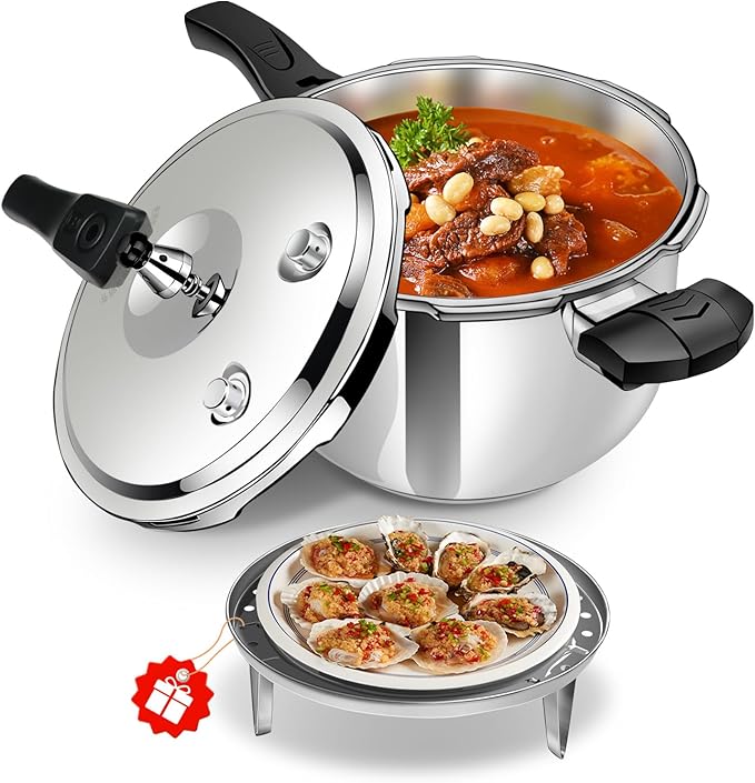 3 Quart Premium Stainless Steel Pressure Cooker | Food-Grade MINI Stainless Steel, Induction Compatible, Safe & Durable Small Pressure Cooker for 2-3 People