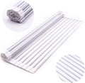 Bigdata&BetterLife Multi Purpose Roll Up Dish Drying Rack White Dish Drying Mat with Rack for Kitchen,Heavy Duty Foldable Silicone-Coated Stainless Steel Sink Dry Rack (White,20.5" x 13.1")