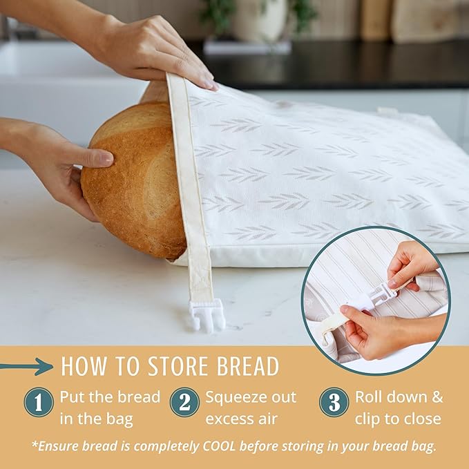 Nectar & Nest Reusable Beeswax Bread Bags for Homemade Bread & Sourdough – XL Eco-Friendly, Natural, Food-Safe Storage Bag to Keep Loaves Fresh Longer – Sustainable, Zero Waste