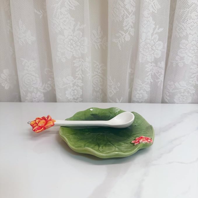 Ceramic Tea Cup and Saucer Set ，6OZ 3D Hand-painted Swans and Lotus Leaves Coffee Mug，Gift for Women