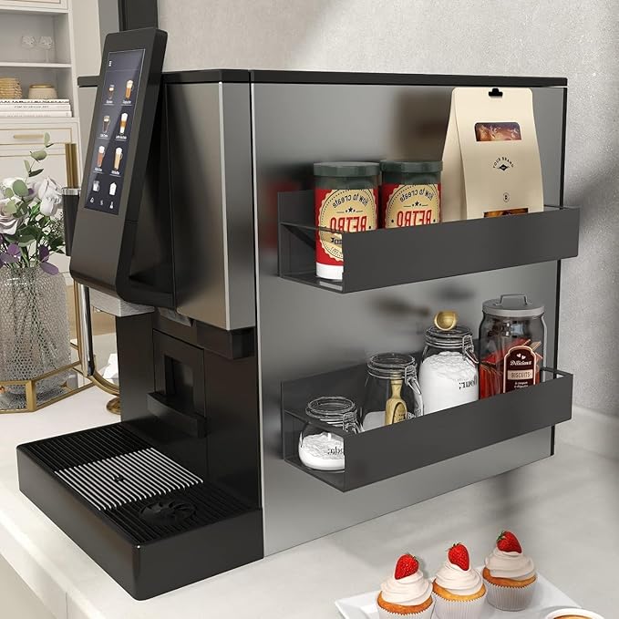 6 Pack Magnetic Spice Storage Rack Organizer for Refrigerator and Oven, Moveable Magnetic Spice Organizer, Black Metal Strong Magnetic Shelf for Fridge and Microwave Oven