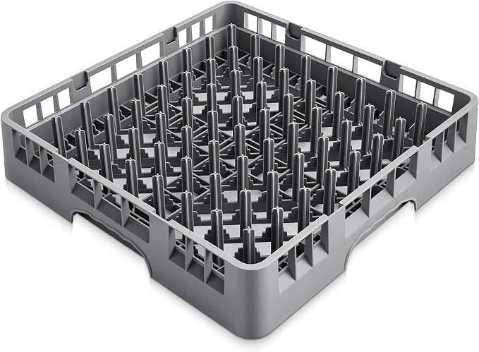 Aurelema Commercial Dishwasher Tray Rack, Commercial Dish Drying Rack, Polypropylene Full Size Flatware Tray for Hotel Canteen Kitchen Restaurant Tableware Plate and Bowl(Peg Dish,Gray,1 Pack)