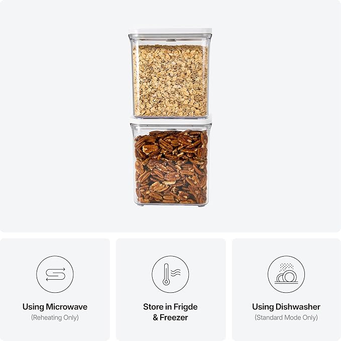VAKUEN Premium Airtight Food Storage Containers, Rectangular 2PC-SET(2.11qt), Smart One-Click Seal Lid, 100% Leak Proof, Keep Food Fresh Longer, BPA-FREE, Dishwasher/Freezer & Microwave Safe