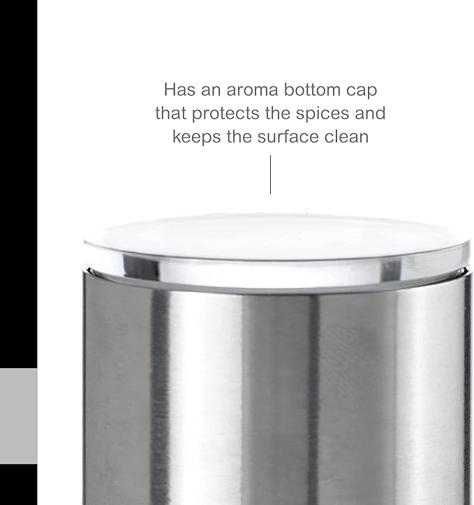 AdHoc Duomill Pure Salt and Pepper Combo Mill - Stainless Steel Salt & Pepper Mill - Handy Salt & Pepper Grinder - Stainless Steel