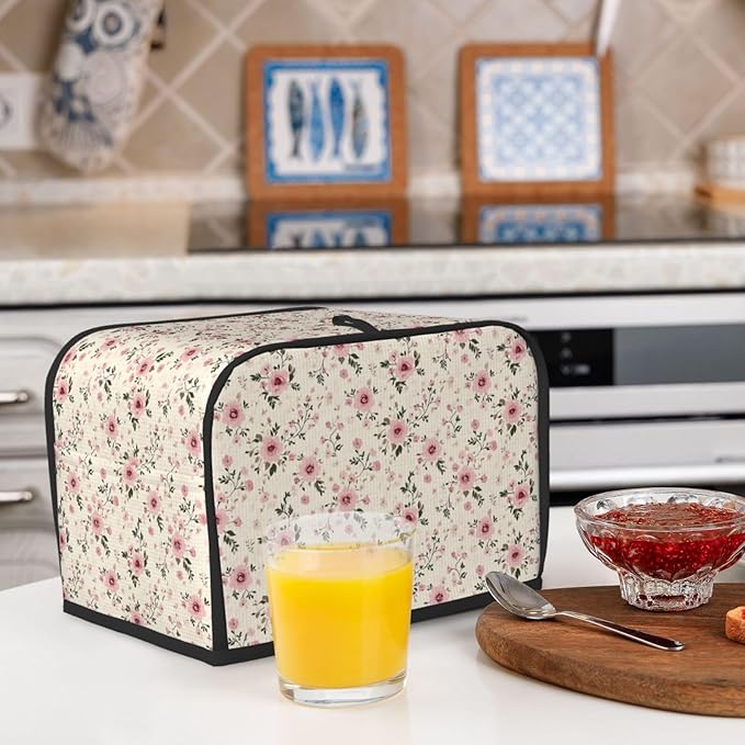 Toaster Cover 2 Slice Flower Botanical Vintage Country Kitchen Small Appliance Covers with Pockets Dust and Fingerprint Protection