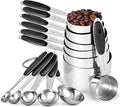 U-Taste Measuring Cups Spoons Set: 18/8 Stainless Steel 12 Pieces Stacking Kitchen Baking Cooking Food Measure Scoop Set, 7 Cups & 5 Spoons with Strengthened Weld Joints (Black, Upgraded Version)
