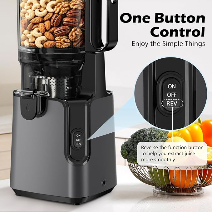 Juicer Machines with 5.8" Large Chute, 2-in-1 Cold Press Juicer for Whole Vegetables Fruits 400W, Masticating juicer Easy to Clean Juice Extractor Machine for Making Nut Mike, Juice, Premium Gray