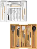 Lifewit Silverware Drawer Organizer, Expandable Cooking Utensil Tray, Adjustable Cutlery and Flatware Tray, Plastic Spoons Forks Knives Holder Storage Dividers, Large