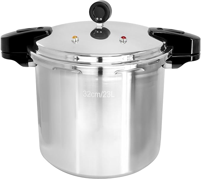 MegaChef 24 Quart Large Capacity Aluminum Stovetop Pressure Cooker for Induction and Gas Stove-Tops