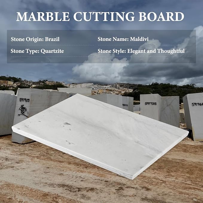 Koville Brazilian Natural Quartzite Cutting Board for Kitchen, 16x20inch Extra Large Hand Crafted Stone Slab for Cheese, Charcuterie, Pastry Board - Wedding Gift, House Warming Gift