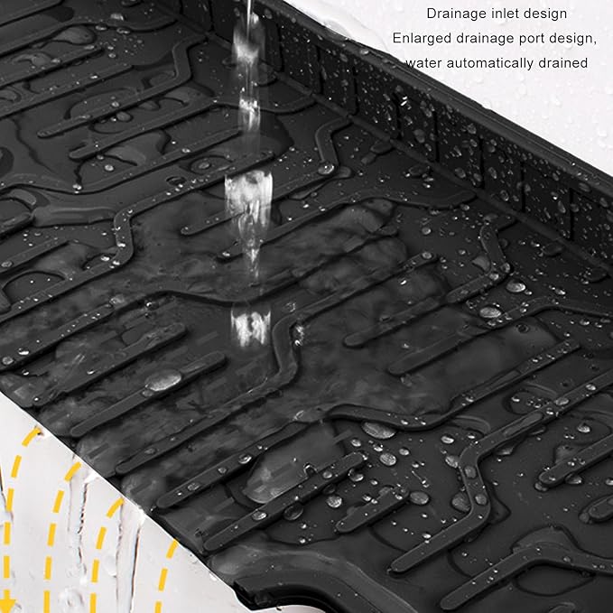 Kitchen Sink Splash Guard, Double Sided Faucet Mat for Kitchen Sink, Silicone Faucet Handle Drip Catcher Tray Mat Silicone Sink Mat, Sink Splash Guard Mat with Adjustable Hole