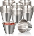 Fit Meal Prep [120 Pack 2.5 oz Stainless Steel Dipping Sauce Cups, Reusable Metal Ramekins, Commercial Grade Condiment Bowls, Individual Portion Cups, Small Round Au Jus Cup for Home, Restaurant