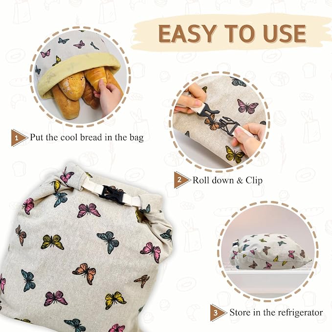 2 Pack Beeswax Bread Bags for Homemade Bread with Zipper, Large 13x17'' Reusable Beeswax Sourdough Bread Storage Bag, Keep Loaves Fresh Longer, Freezer Safe & Airtight, Natural, Zero Waste