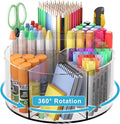 Rotating Markers Organizer for Kids, Acrylic Lazy Susan Organizers for Desks, 360 Degree Spinning Pencil Holders Pen Holders, Clear Arts and Crafts Organizer Storage, Art Supply Storage 6 Compartments