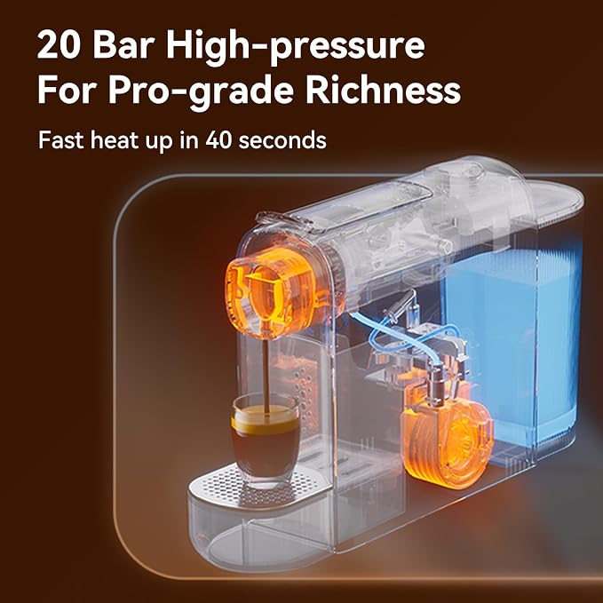 Mini Espresso Capsule Machine-One Cup Coffee Machine Single Serve Coffee Maker,Perfect for Small Space,20.29oz Removable Tank,Black