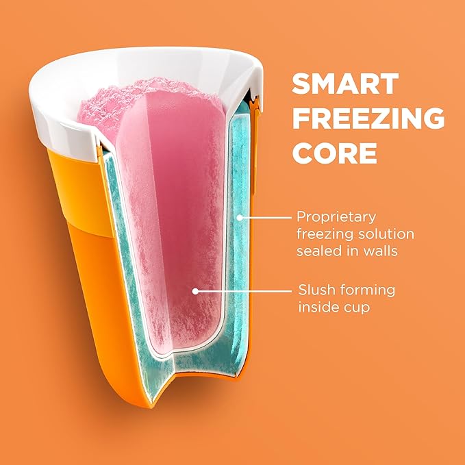 ZOKU Original Slush and Shake Maker, Compact Make and Serve Cup with Freezer Core Creates Single-Serving Smoothies, Slushies and Milkshakes in Minutes, BPA-Free, Green/Orange Set of 2