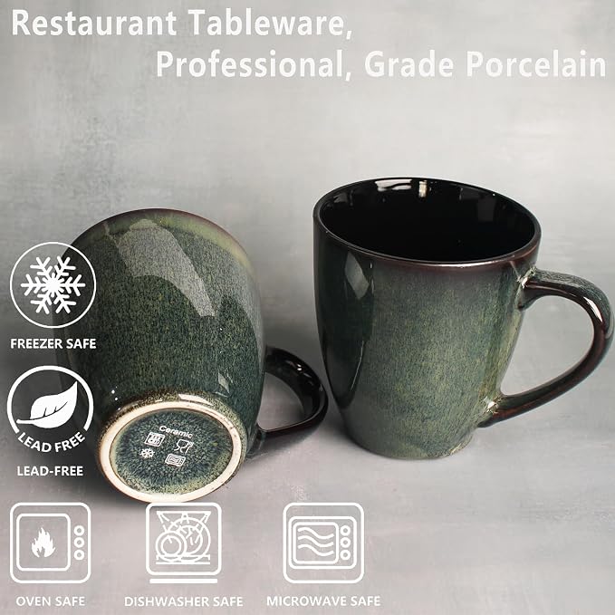 13.5 Oz Coffee Mugs, Ceramic Coffee Mugs with Texture Patterns for Man,Woman,Dad,Mom, Modern Coffee Mugs Set of 4 for Latte/Cappuccino/Cocoa, Dishwasher&Microwave Safe