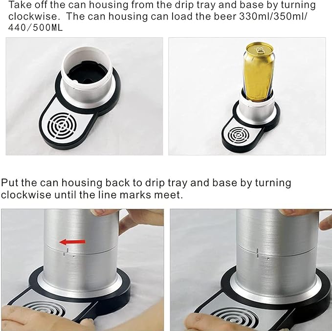 Beer Draft Dispenser,Beer Foam Machine,Canned Beer Draft System,Beer Foam Maker,Beer Tap,Mini Kegerator,Converts Any Can Into Draft for Beer Bars,A Great Gift for Beer Lovers,Silver
