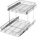 LOVMOR 2 Tier Individual Pull Out Cabinet Organizer 20" W x 21" D, Slide Out Kitchen Cabinet Storage Sliding Shelves