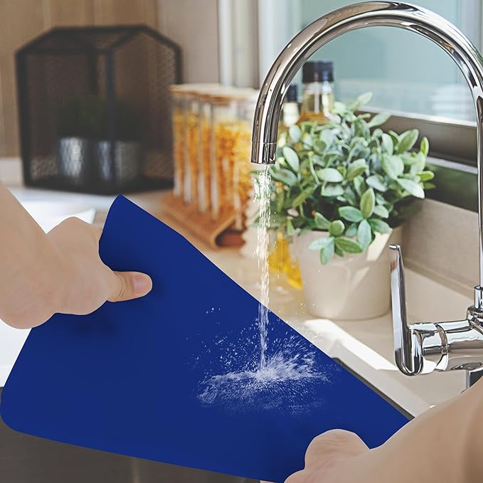 Silicone Mat for Kitchen Counter, Silicone Mat Trimable to Size (Classic blue, 23.6×15.7inch-2PCS), BPA-Free Silicone Placemat, Heat-Resistant NonSlip Table Mat for Air Fryer, Countertop Protector Mat