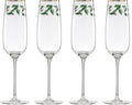 Lenox Glassware, Holiday Decal Flutes, Set of 4, 11-Ounce Capacity, Made From Glass, Flutes, Drinking Glasses Set, Home And Kitchen, Champagne Flute, Champagne Glasses (Clear, 4 Piece)