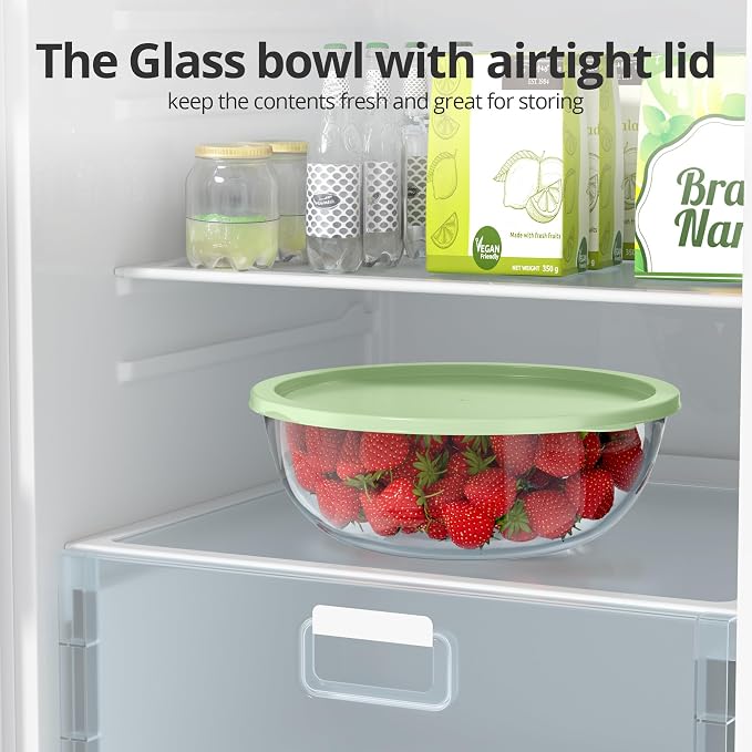 Extra Large Glass Mixing Bowls Clear Glass Salad Cooking Bowls for Kitchen Salad Bread Storage (6 Qt)