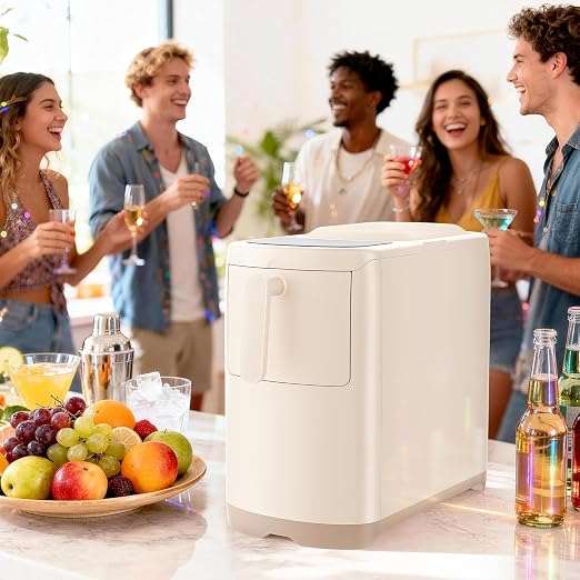 Antarctic Star Portable Countertop Ice Maker, 18Lbs/24H Self-Cleaning Ice Machine, One-Touch Operation with Ice Scoop Included, for Home Kitchen Office, White