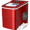 Silonn Ice Maker Machine for Countertop, 9 Bullet Cubes Ready in 6 Minutes, 26lbs 24Hrs Portable Self-Cleaning, 2 Sizes of Bullet-Shaped Home Kitchen Office Bar Party, Red