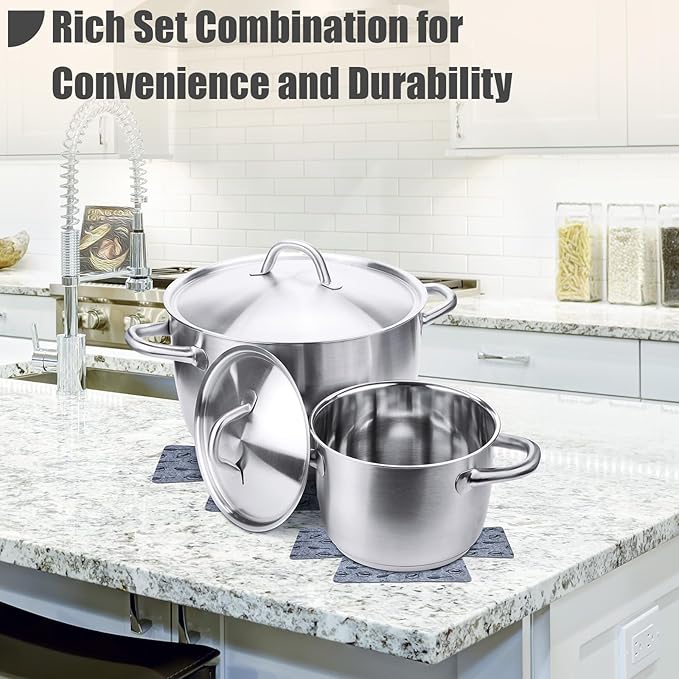 Funnymoom 24 Pack 3 Sizes & 2 Different Shape Pot and Pan Protectors Cookware Protector Pot Dividers, Stacking Separators Pads for Bakeware/pots/pan/Dish, Shape of Cross and Pozidriv(Gray Print)