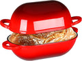 LIFERUN 2.5qt Enameled Cast Iron Dutch Oven for Sourdough Bread Baking, Oven Safe Dutch Oven Pot with Lid, Non-Stick Bread Oven Pot, Red