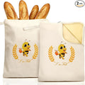 Beeswax Bread Bags, XL Reusable Linen Cotton Sourdough Bread Bag with Sealing Zip for Homemade Bread to Keep Fresh, 2 Pack